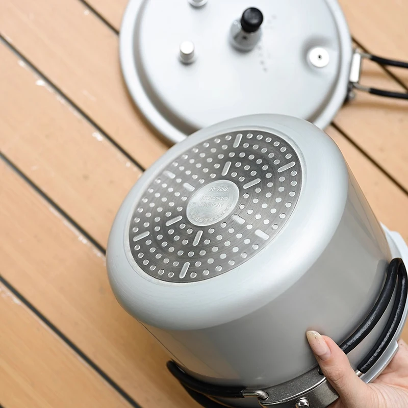 Panci presto portabel untuk luar ruangan, panci presto dataran tinggi untuk perjalanan sendiri, penanak nasi mini kecil dengan pegangan lipat