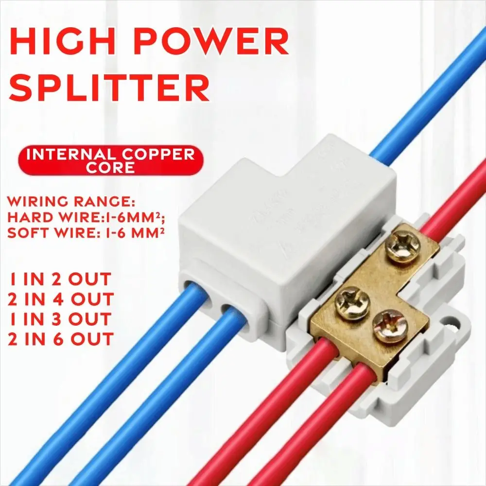 Electrical Connectors Spliceable High Power Splitter Conductor Brass 1-6mm² Quick Terminal Block Fast Connector Electrical