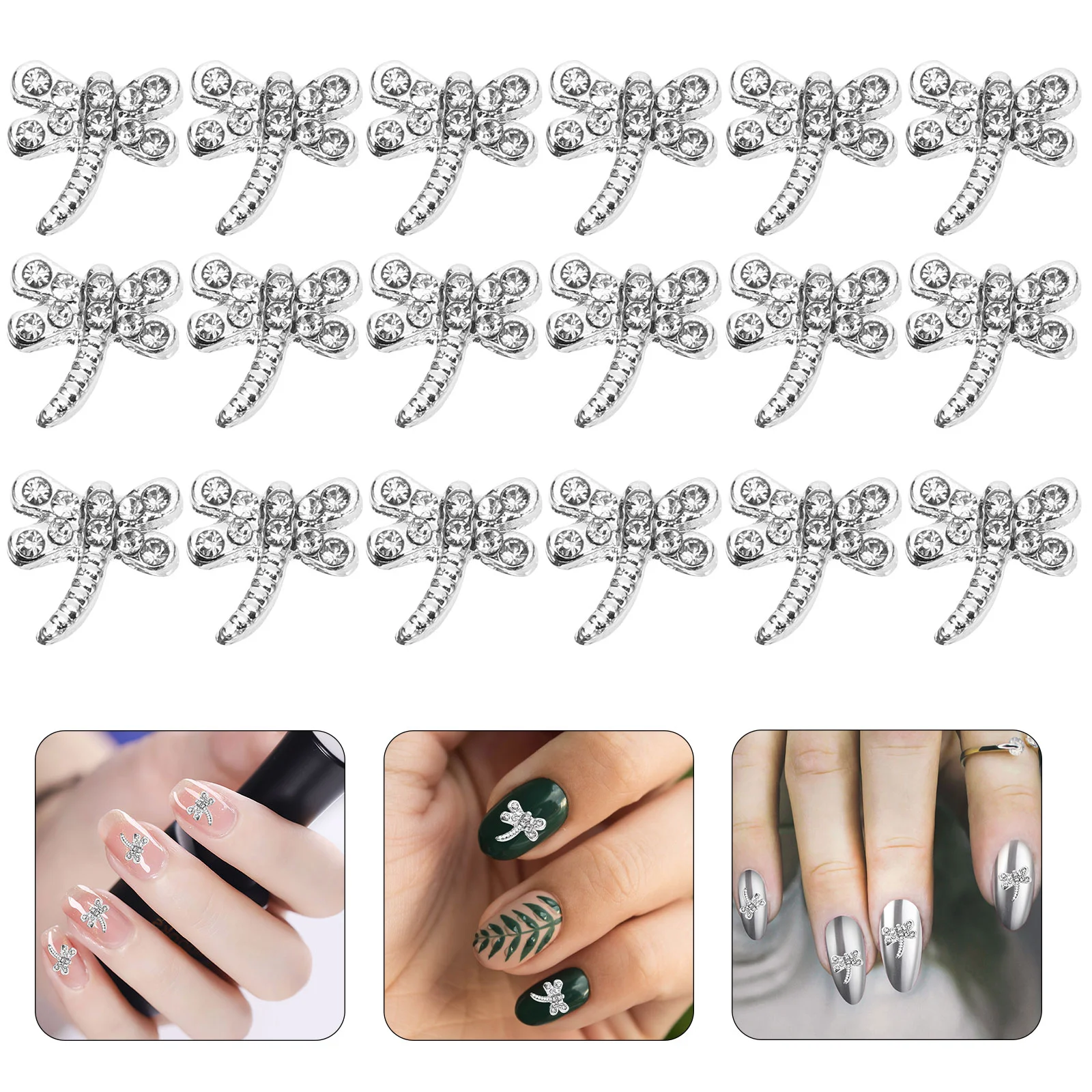 20 Pcs Nail Decorations Jewels Ceramics Manicure Charms for Acrylic Nails Alloy Gold Tooth Gem