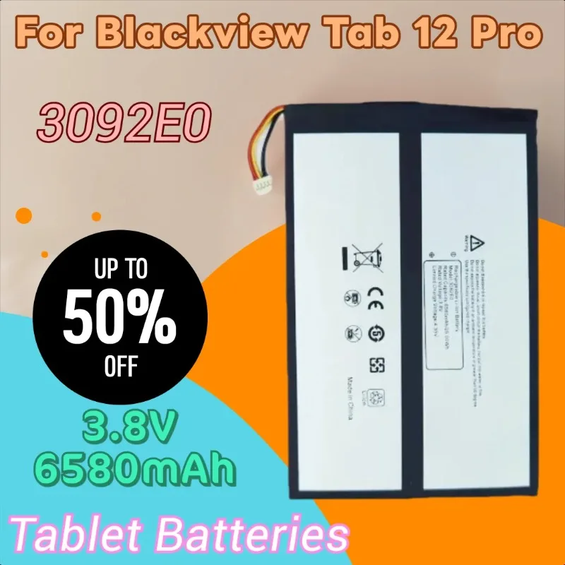 

High Quality 3.8V 6580mAh New 3092E0 Battery for Blackview Tab 12 Pro Mobile Tablets Bateria