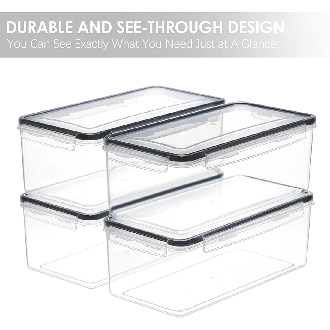 ABSJ-Airtight Food Storage Containers With Lids 4PCS Set 3.2L,Plastic Spaghetti Container For Pasta And Long Noodles, Storage