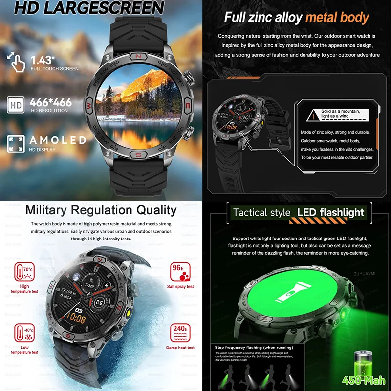 2024New For Huawei Xiaomi GPS Motion Trajectory Smart Watch Men Ultra HD AMOLED Screen Large Battery Bluetooth Call SmartWatches