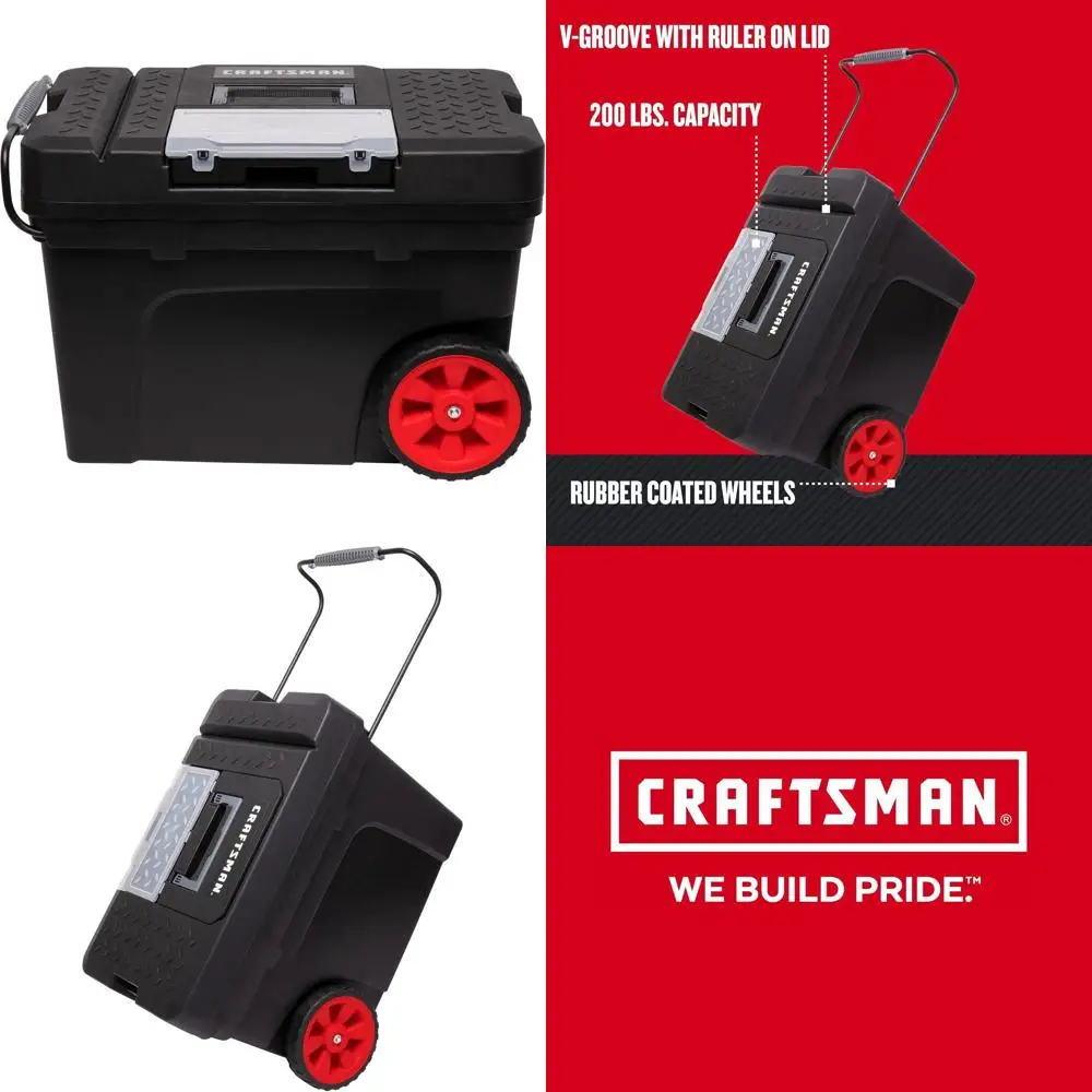 

Портативный прочный пластиковый ящик для инструментов с колесами, органайзерами и функцией блокировки, 15.2 (CMST33026)