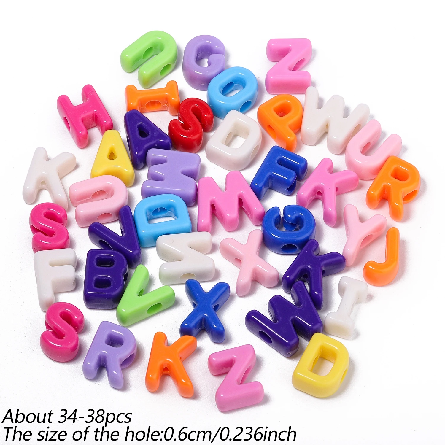 100 g Acryl-Alphabetperlen, Buchstaben von A bis Z, große Öffnung, lose Perlen zum Basteln von Schmuck, Armbändern und Schlüsselanhängern. – Detail 5