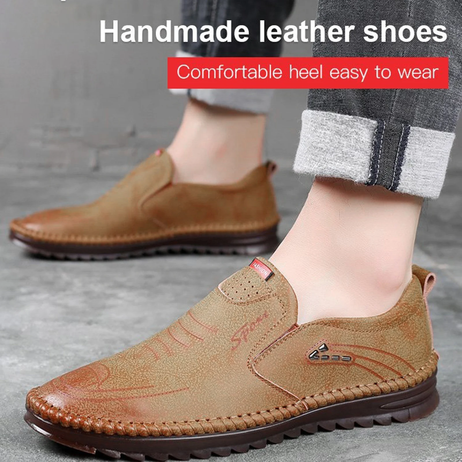 Men Leisure PU Leather Shoes Non-slipped Solid Color Breathable Shoes Gift for Christmas Birthday