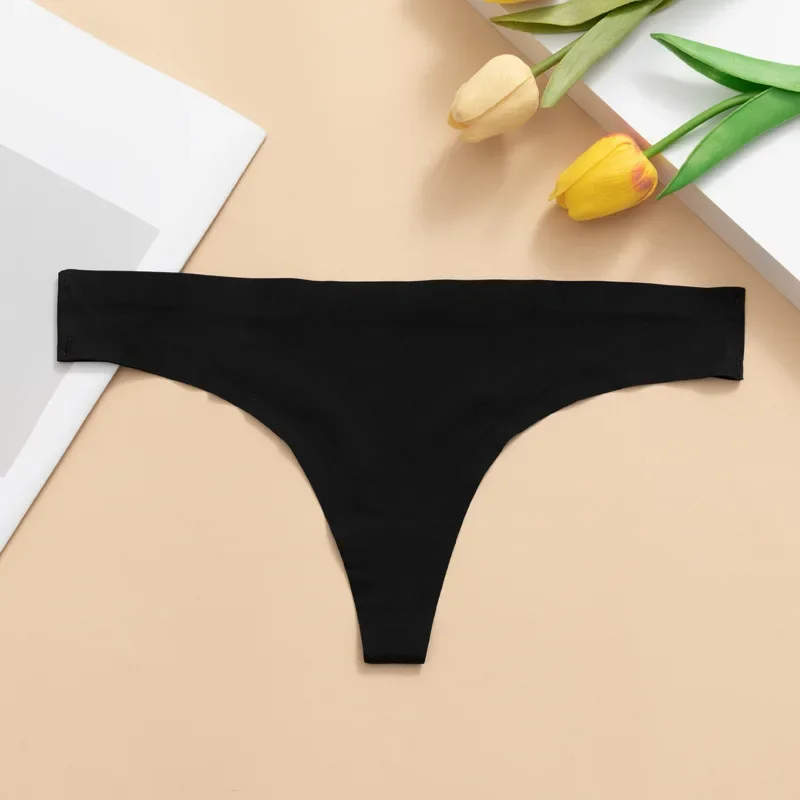 

Women's Underwear Panties Thin Breathable Invisible Ice Silk Seamless Low Waist Hip Lift Sexy Pure Cotton Crotch Thong