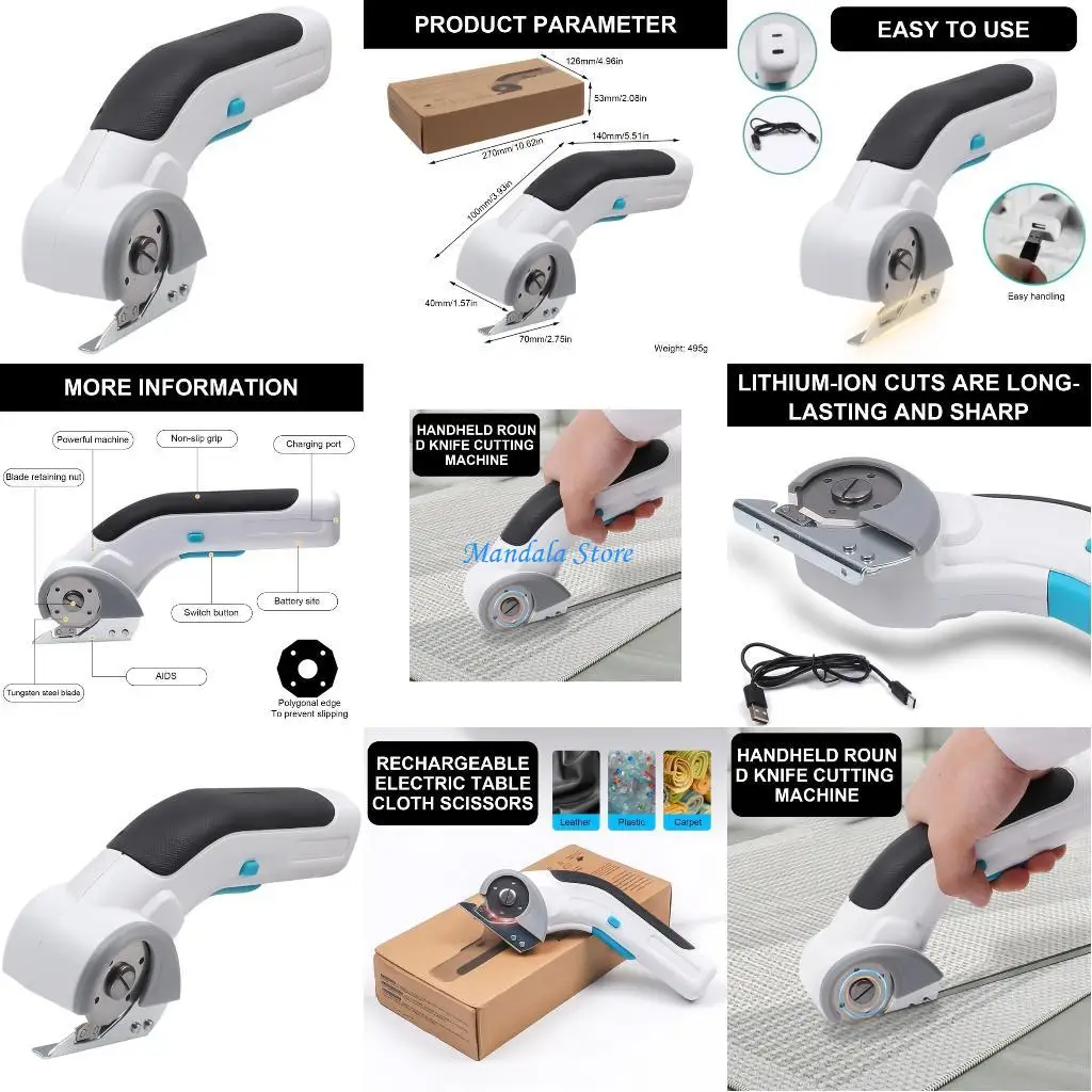 

U2JC Heavy Duty Electric Scissors Powerful Shears Cutting Tool for Fabric Carpet Cardboard Leather with Charging Cable