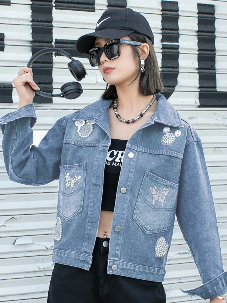 

Весна 2024, женская джинсовая куртка, бейсбольная одежда, уличная одежда, американский ветер, небольшой размер, модная одежда прямого кроя для поездок на работу