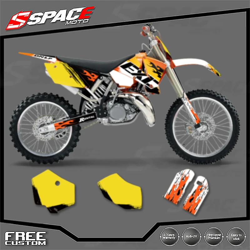 

SPACE индивидуальная мотоциклетная графическая фоновая наклейка для KTM 125 250 300 350 450 2003 2004 SX SXF 2004 EXC наклейки наборы наклеек 04