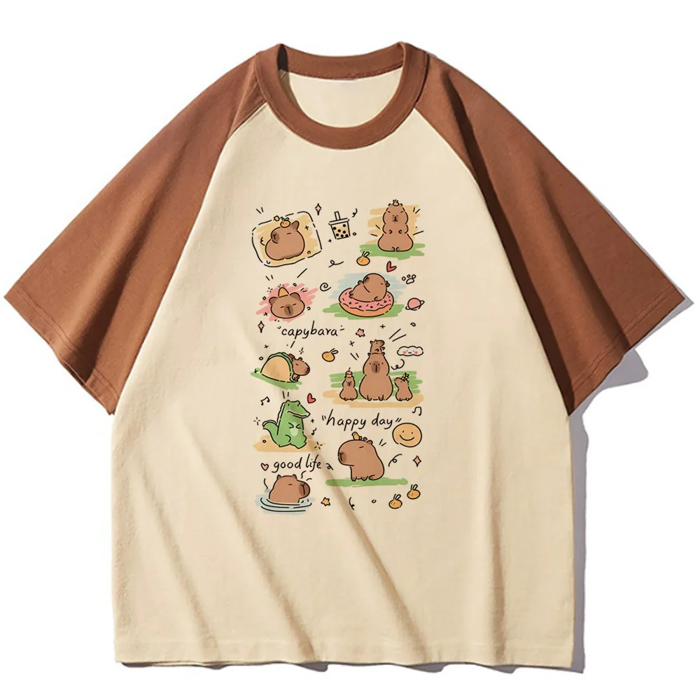 Capibara top women designer t shirt girl graphic Japanese y2k clothes