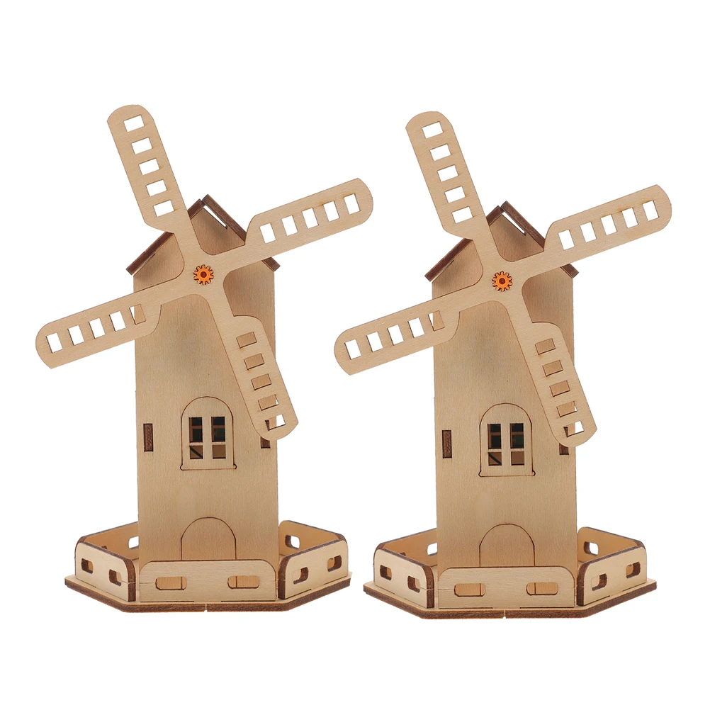 2 conjuntos de moinho de vento solar diy montagem brinquedos crianças kit ciência experimentos engenharia alimentado