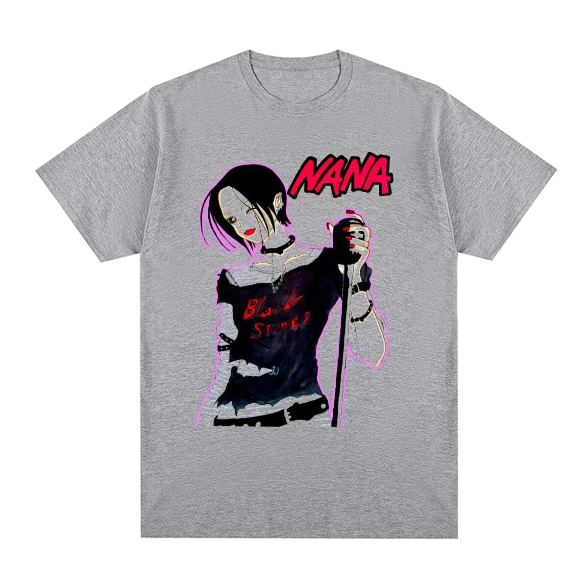 Japanese Anime Nana Osaki Manga Pattern T-shirt 2026 Summer Men's Women's Harajuku Fashion Cotton Loose Oversized T-shirt Top view 3