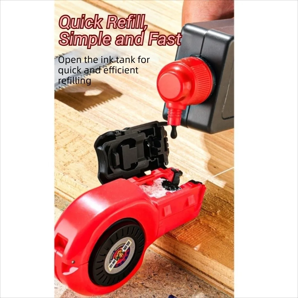 Adjustable Automatic Plastic Carpenter Ink Marker Self-Propelling Durable Manual Duct Chalk Line Leak-Proof 15M