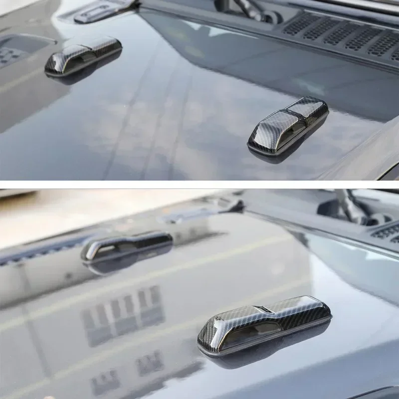 2/4 قطعة غطاء محرك السيارة مزلاج/هود رذاذ فوهة غطاء الكسوة ل جيب رانجلر JL 2018 2019/الجلاديتور JT الرياضة روبيكون الصحراء 2020-2023