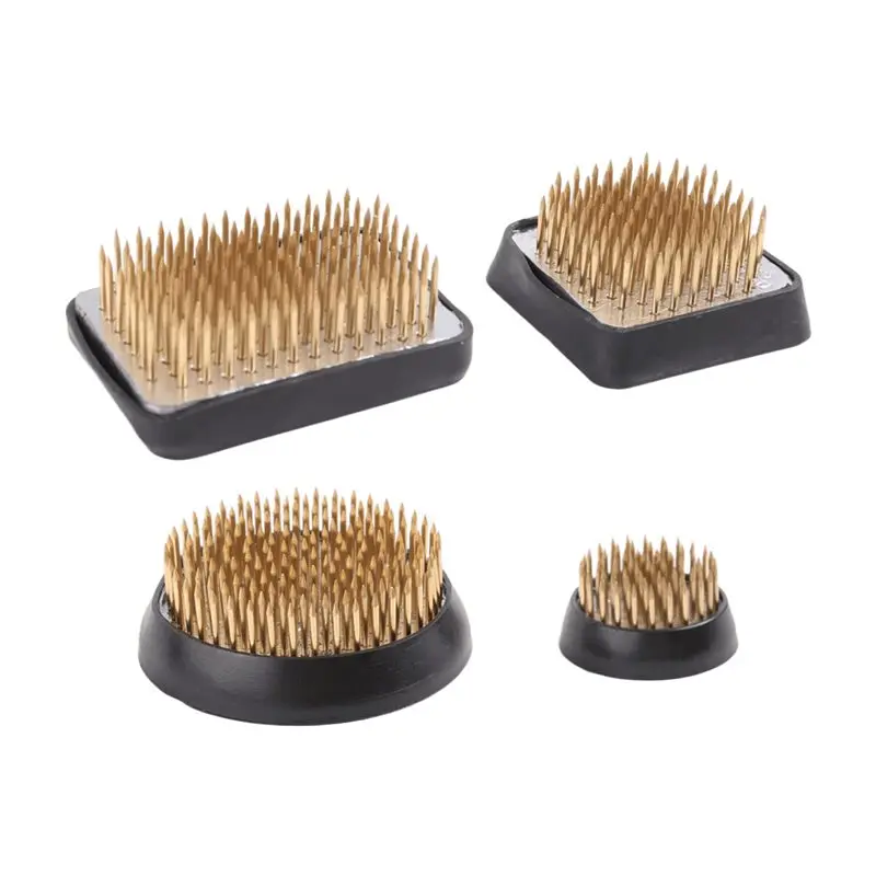 4 Pcs Japanese Ikebana Kenzan Kit For Flower Arrangement,2.4In Round,1.6In Square,2.1In X 1.4In Rectangle & 1.In Round-A68E