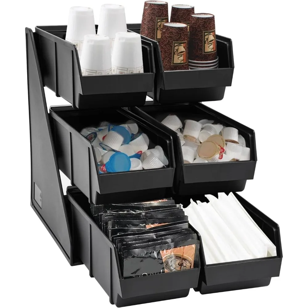 

3-Tier Plastic Condiment Storage Bin with 6 Compartments for Self-Serve Counter Display
