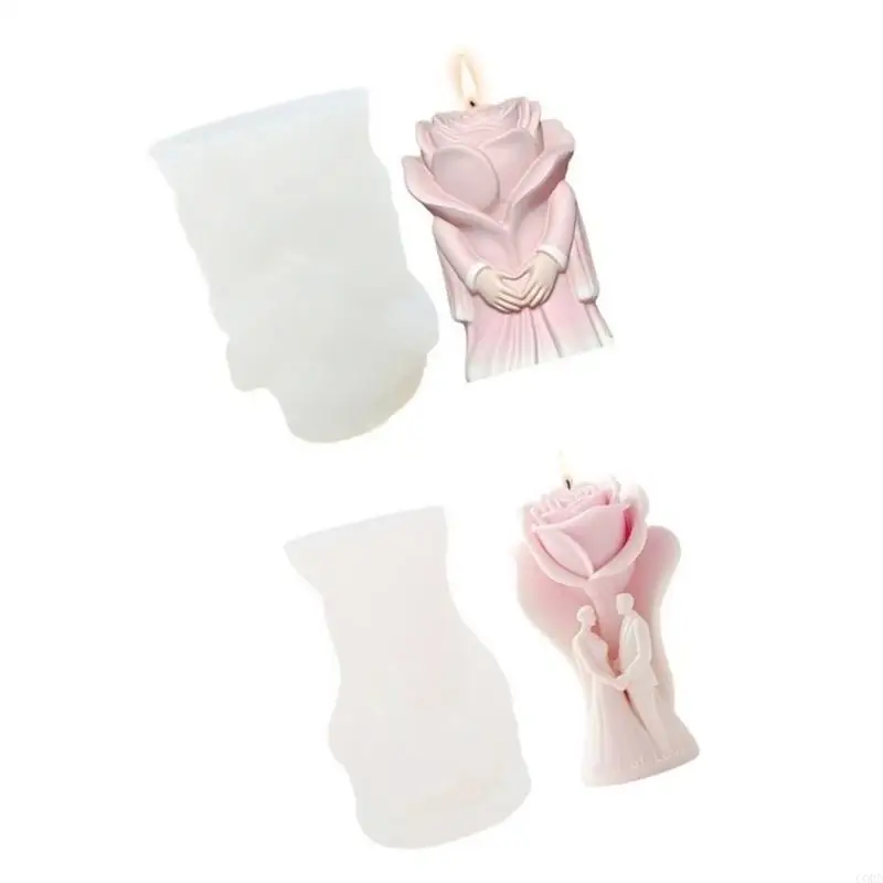 

CORD 2 Pack Silicone Rose Heart Mold Set Figurine Moulds for Candle
