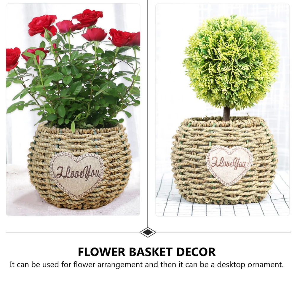 

Straw Flower Basket Home Storage Vase Grass Decor Tray H Woven Durable Eco Friendly Beautiful Craftsmanship Suitable Coffee