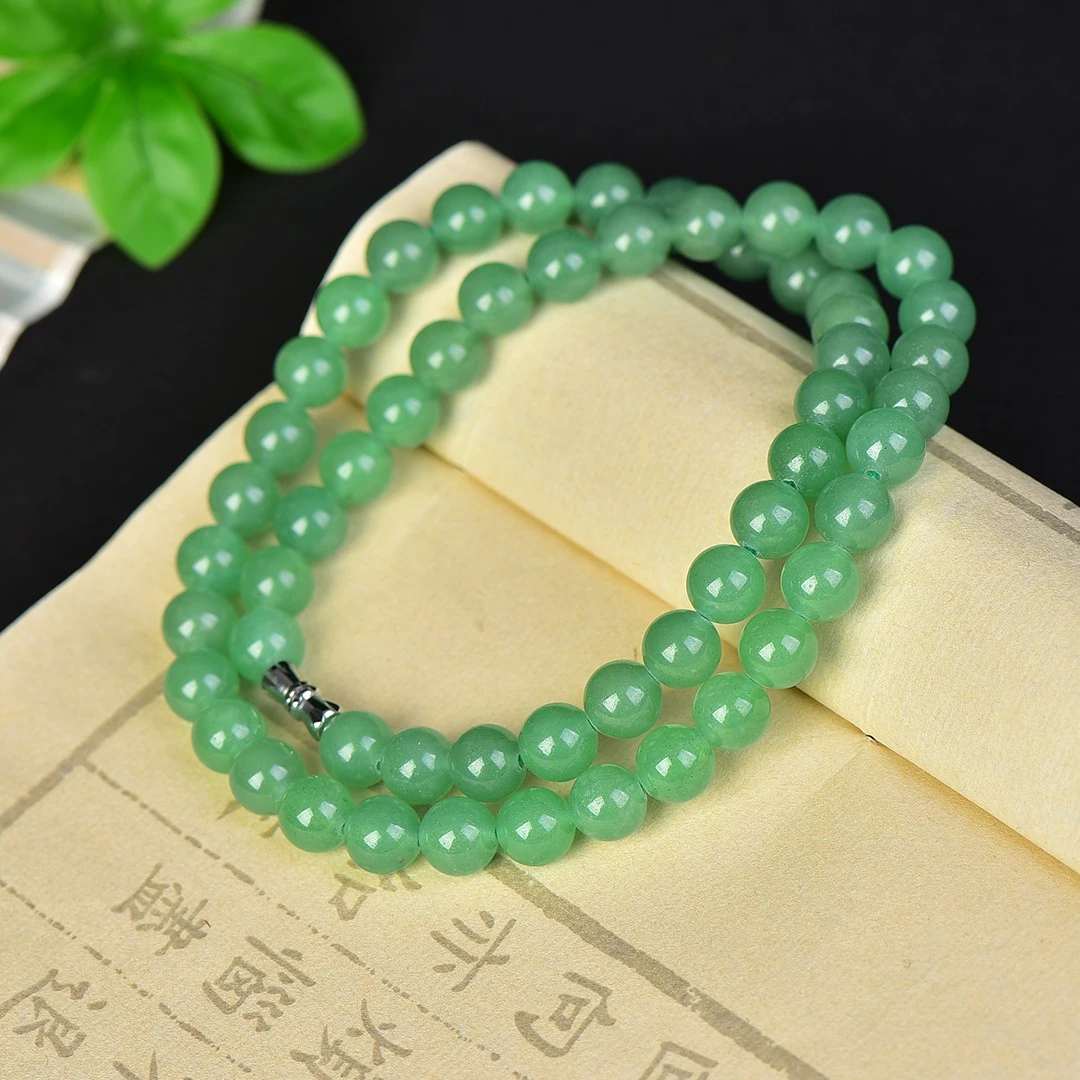 8mm Natural Myanmar Jadeite Grade A Burma Jade Round Bead Necklace Women Healing Gemstone Fine Jewelry For Girlfriend Mom Gifts
