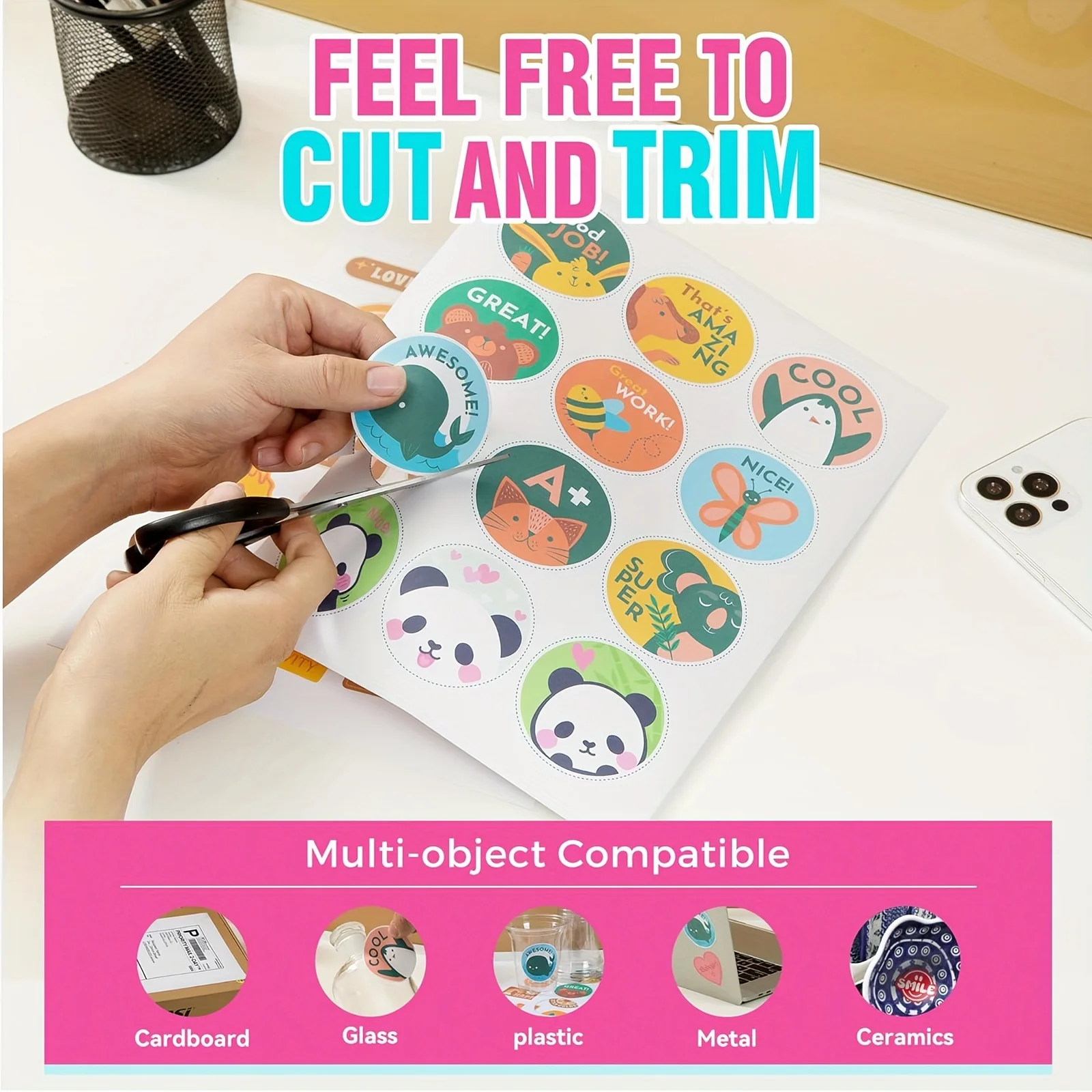 Color Box Package Letter Size 8.5 × 11 Inch 10 Sheets Matte White Printable Vinyl Sticker Paper for Inkjet Printer Waterproof