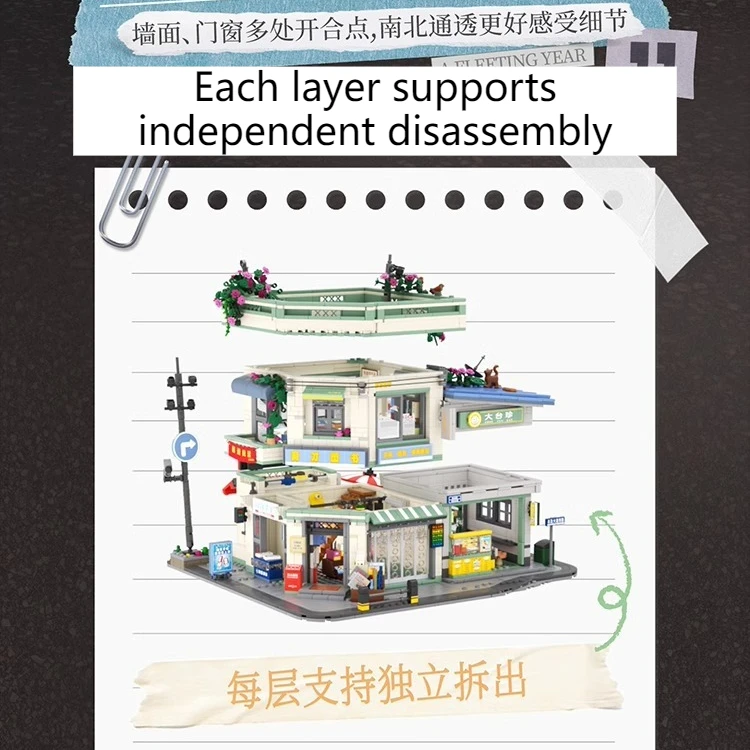 Casa clásica creativa, modelo de bloques de construcción, juego de juguetes, vista de calle, tienda, dormitorio, barbería, ciudad, amigos, ladrillos, juguetes para niñas