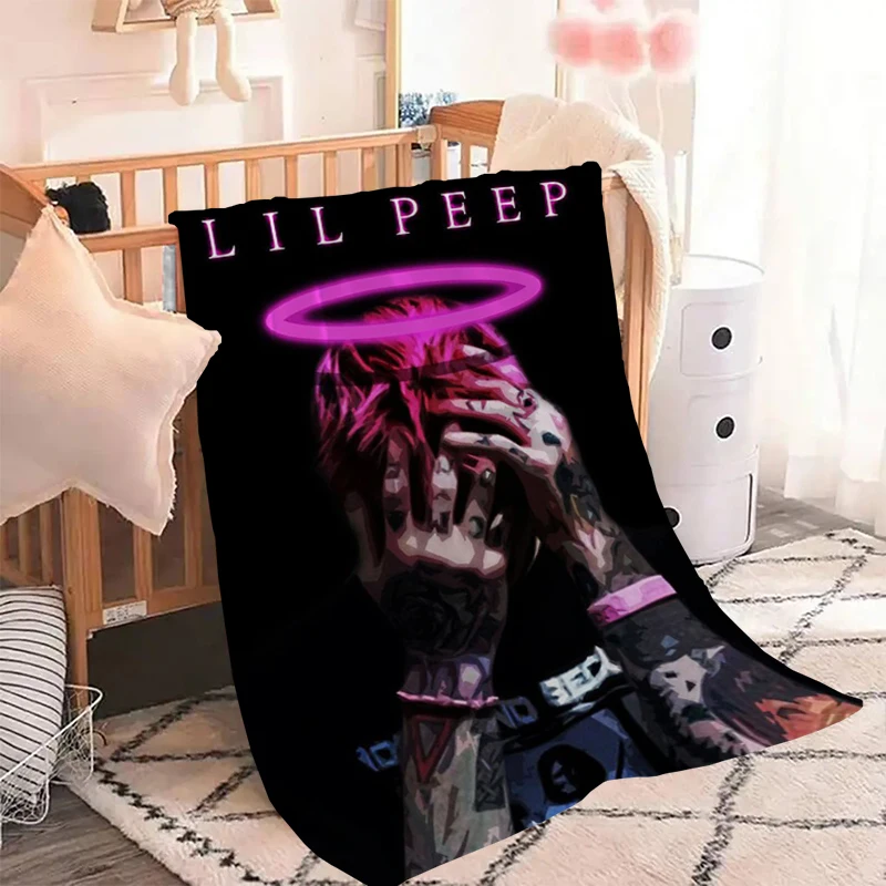 Lil Peep Hellboy Rapper Picnic Blanket Fluffy Custom Cobija Sofa Blankets & Throws Microfiber Bedding Catnap Knee Bed Throw Soft