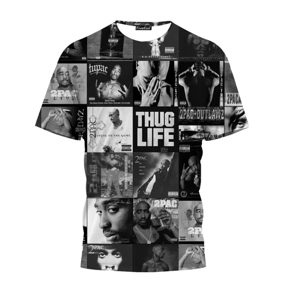 

Summer new men's top T-shirt fashionable 2pac pattern 3D printed T-shirt fashionable Harajuku hip-hop men's style