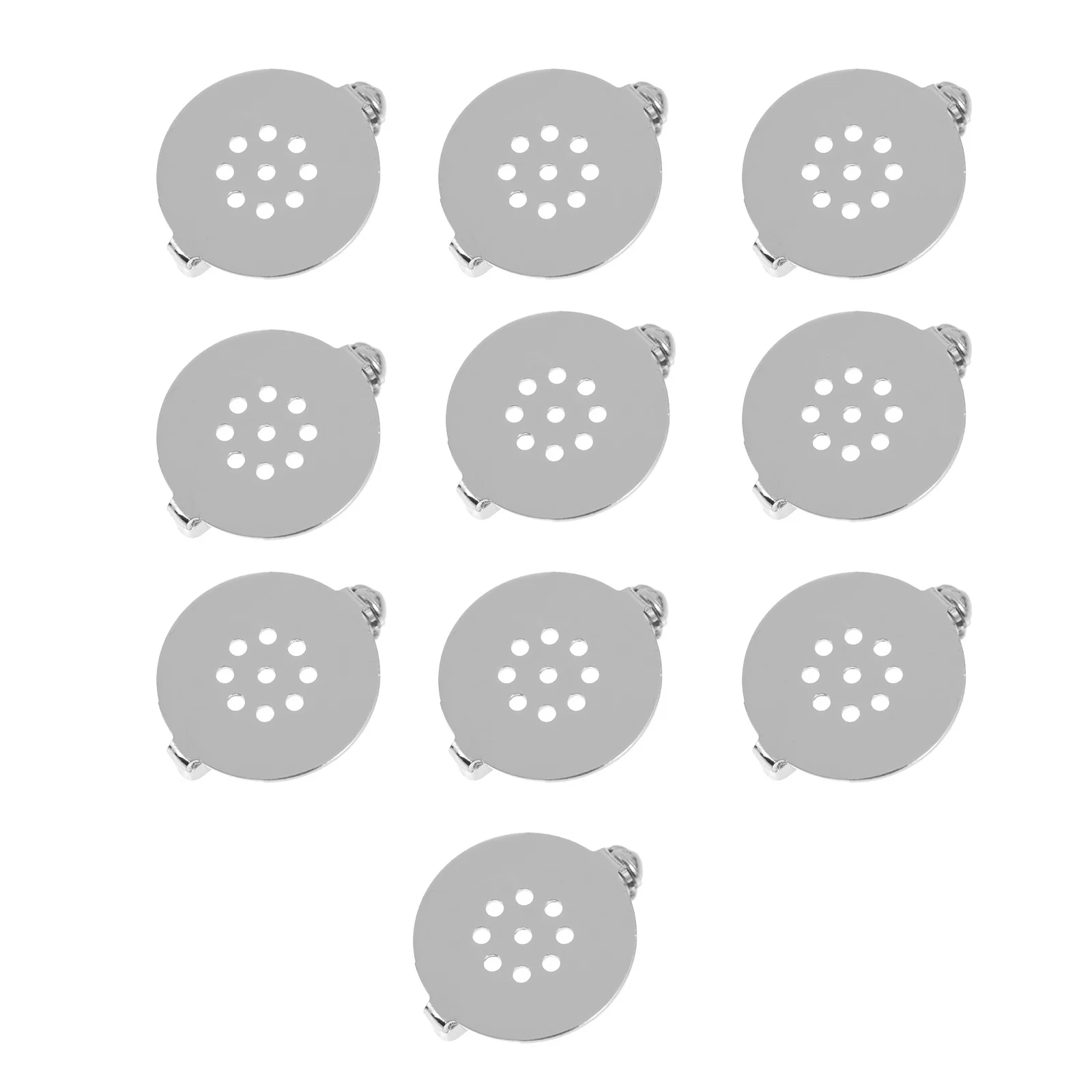 

10pcs Breastpin Tray Diy Brooch Bezel Base Making Accessories Jewelry Craft Safety Pin Badge Lapel Hair Pins 9-Hole Blank