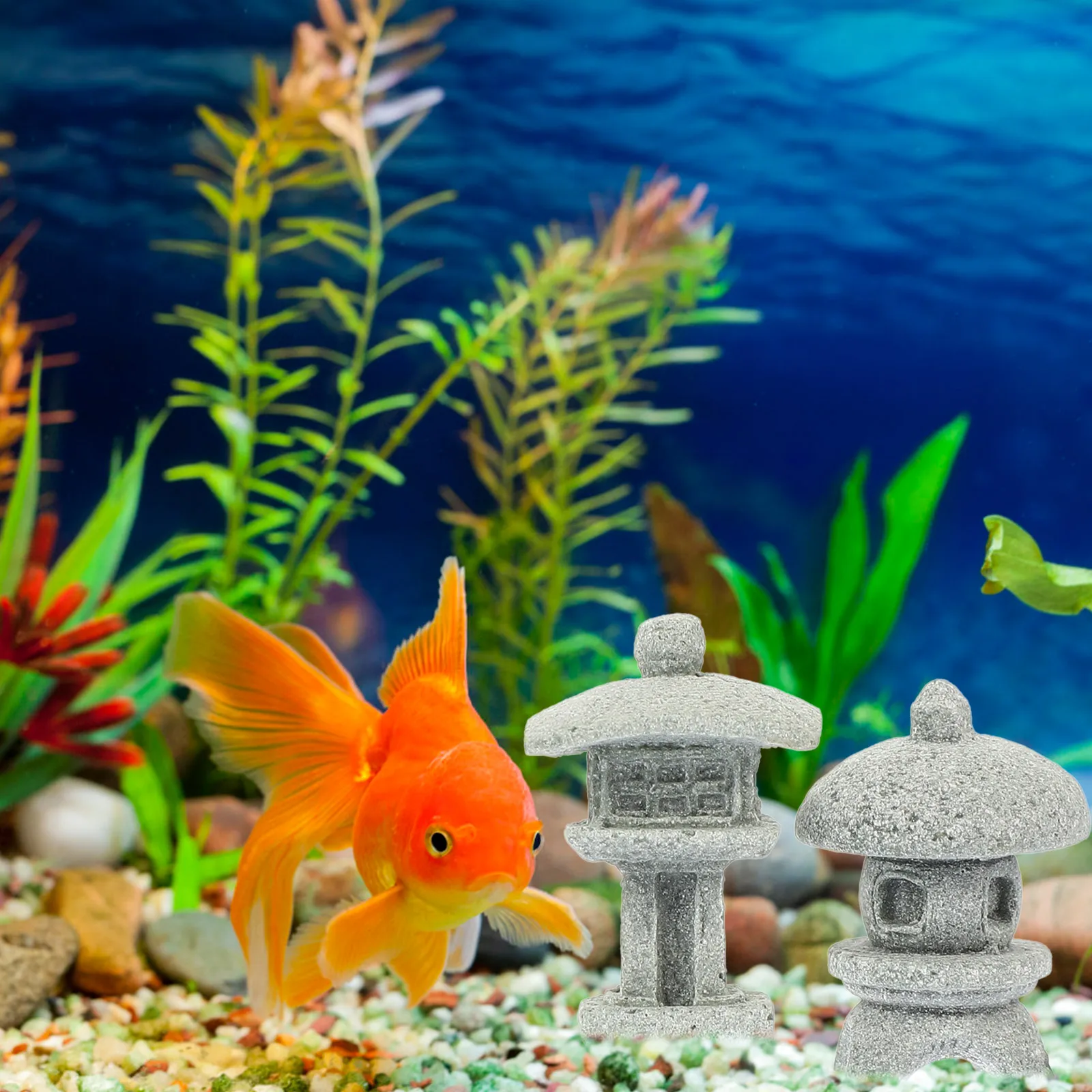 

4Pcs Lantern Stone Statue Mini Decor Japanese Garden Ornaments Zen Rock Landscape Fish Tank Scenery