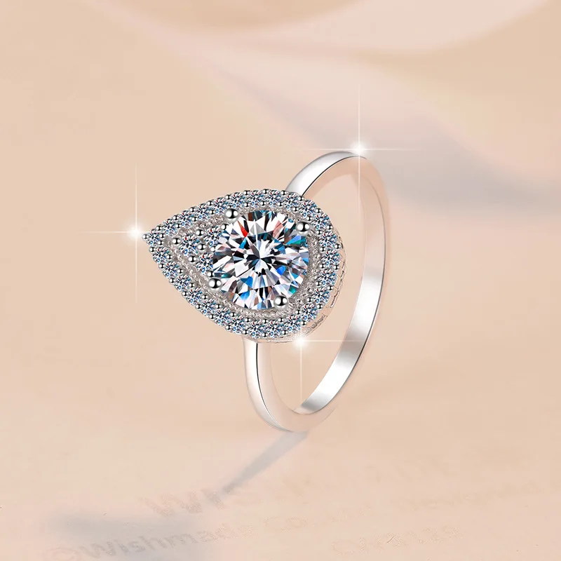 Pear-Shaped Fashion Ring Women's Moissanite 1 Carat PT950 Platinum - 3D lively pear, 1ct luxurious, valuable platinum