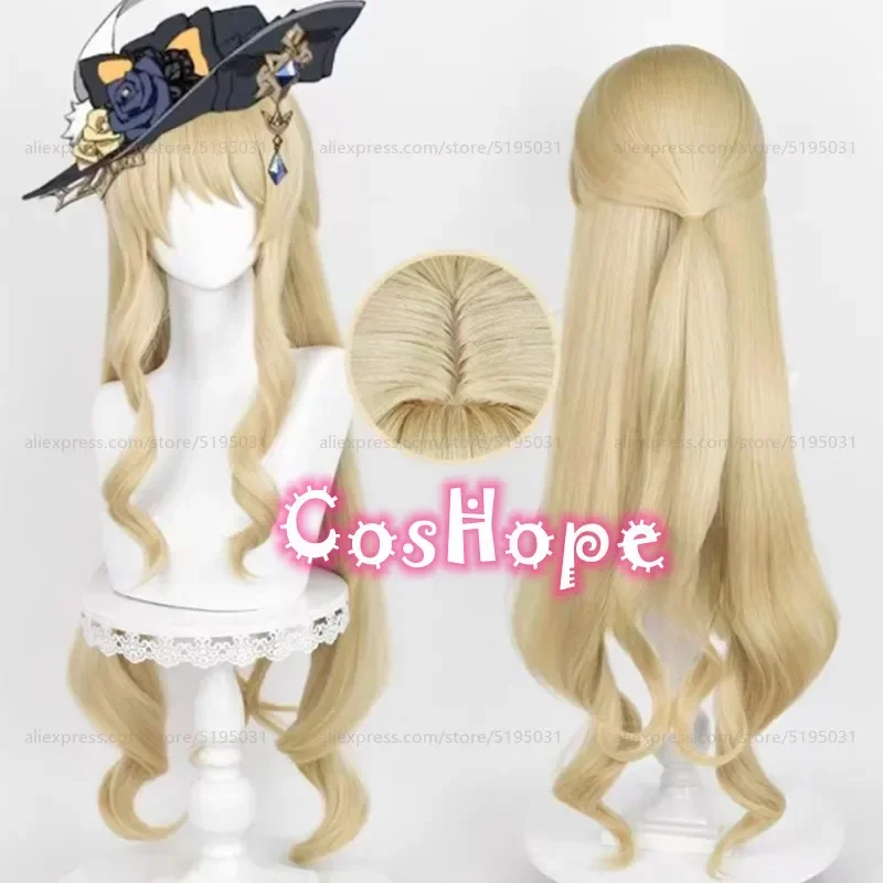 Fontaine Navia cosplay wig 95cm long curly linen gold wig anime cosplay wig heat resistant synthetic wigs