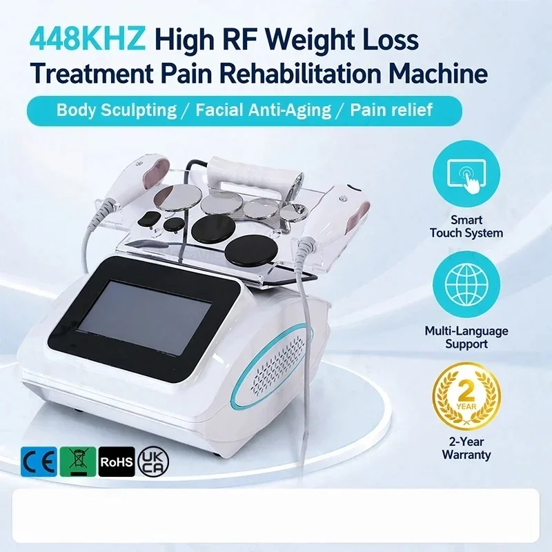 448KHZ RF Tecar Therapy RET CET Diathermy Body Sliming Machine Pain Relief Skin Tightening INDIBA Deep Care Tissue Repair