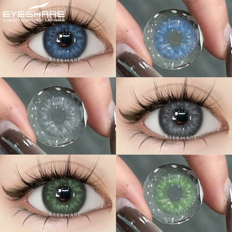 EYESHARE Braune Farbkontaktlinsen für Augen, 2 Stück, graue Augenkontaktlinsen, blauer Kontakt, schöne Pupille, bunte Make-up-Grünlinsen