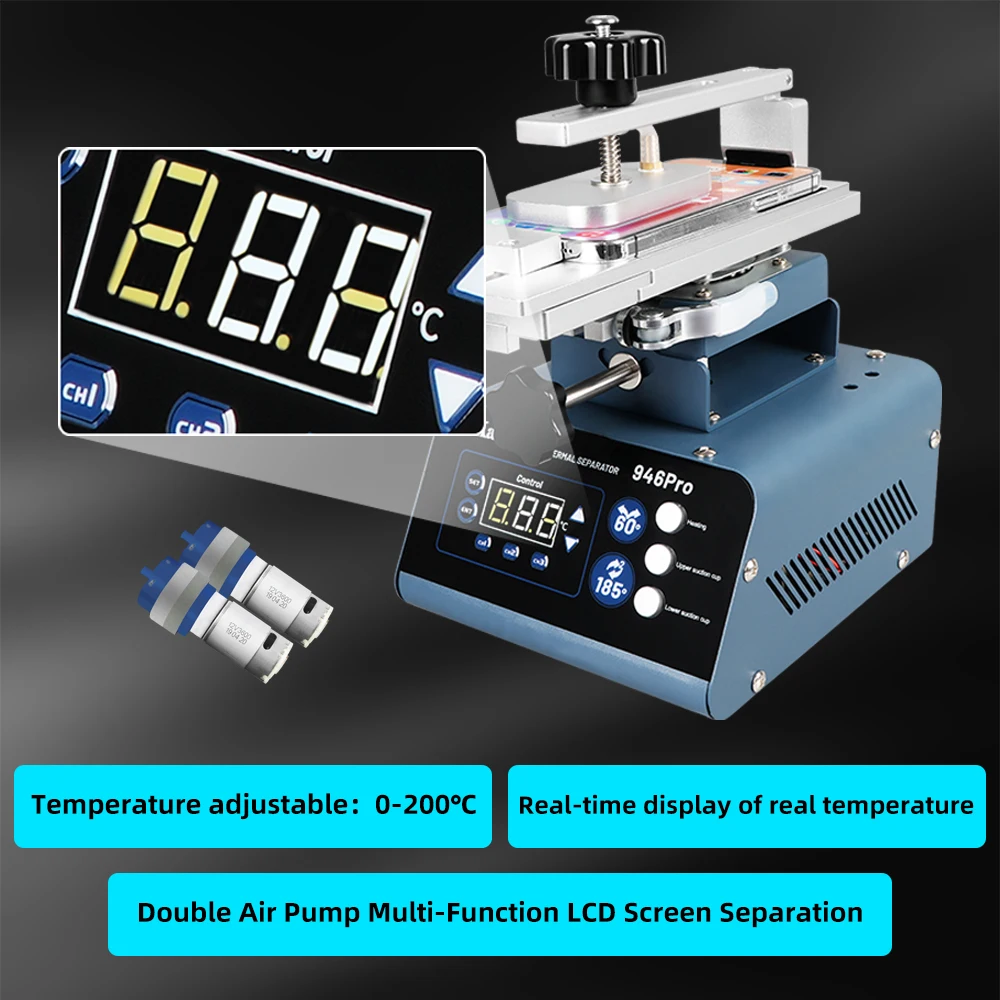 Separatore schermo LCD a doppia pompa Schermo curvo Macchina per rimozione colla separata Riparazione smontaggio senza calore al nuovo KAISI 946 Pro