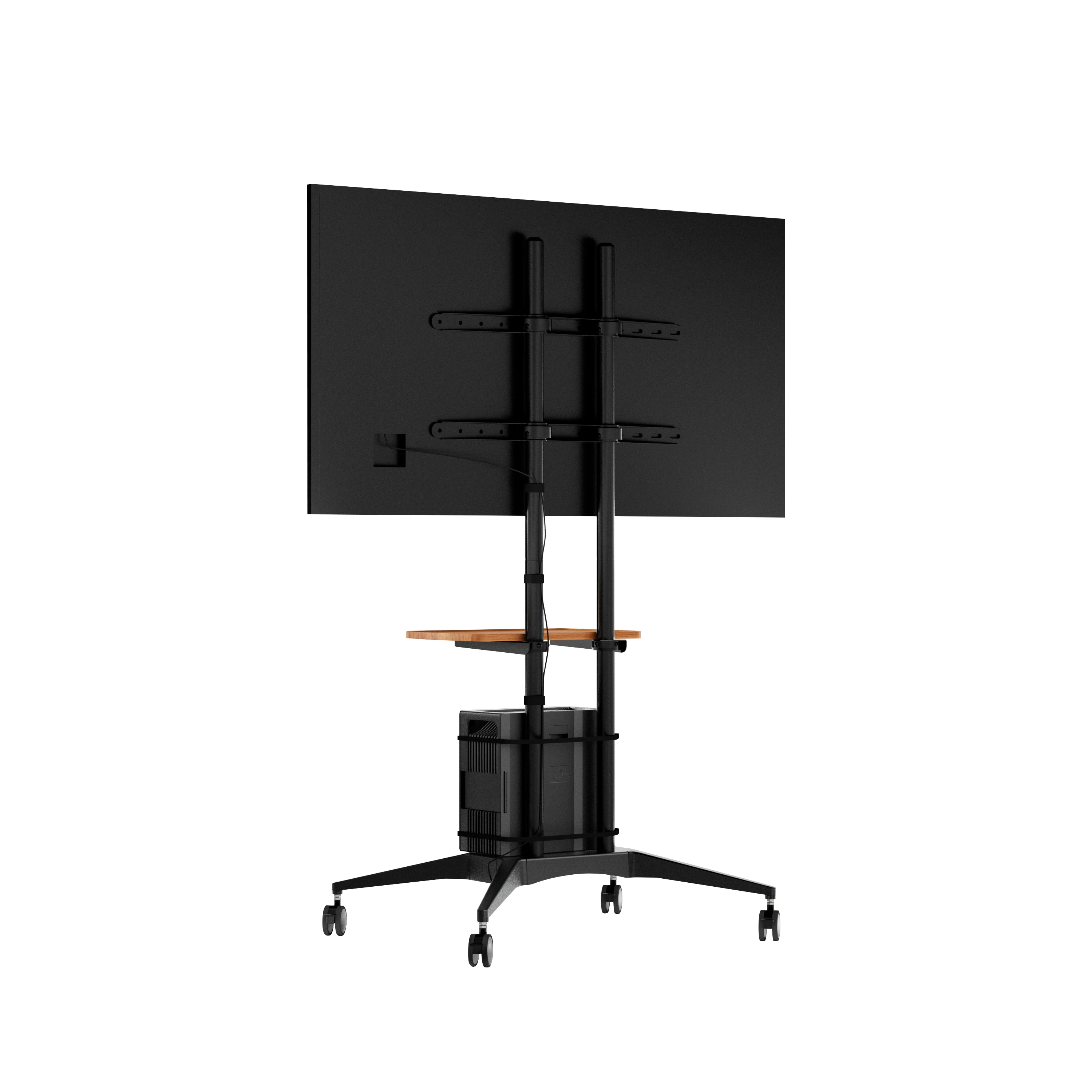 Adjustable Height TV Mount Stand with Wheels Mobile LCD Screen Floor Height Adjustable DVD Shelf for TV & DVD Storage