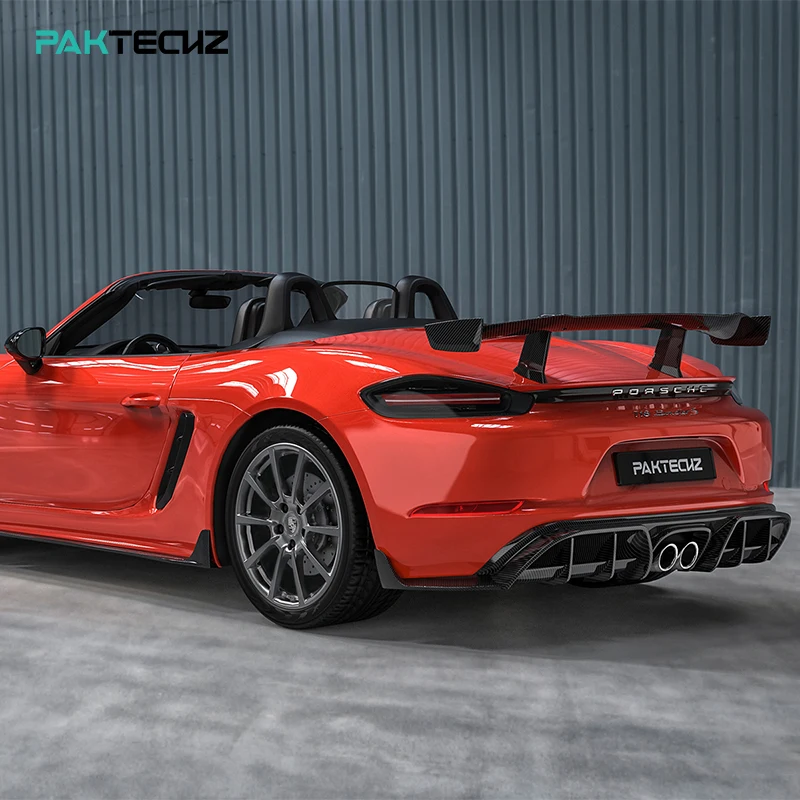 Paktechz Prepreg Carbon Fiber Car Trunk Spoiler Rear Wing For Porsche 718 Boxster 2016 - 2024