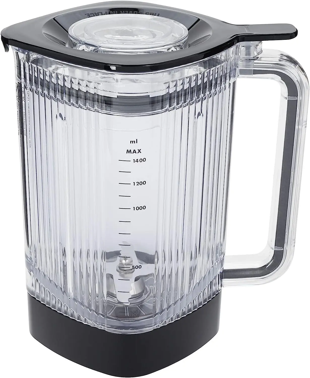 برطمان خلاط كهربائي من إنفينيجي سعة 48 أونصة مع شفرة متقاطعة وغطاء مكنسة كهربائية - أسود