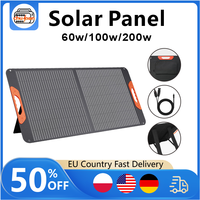 Solar Panel Camping Accessories Outdoor Power Supply Solar Panel 200w 100w 60w15w Power Bank Outdoor Picnic Party Emergencia