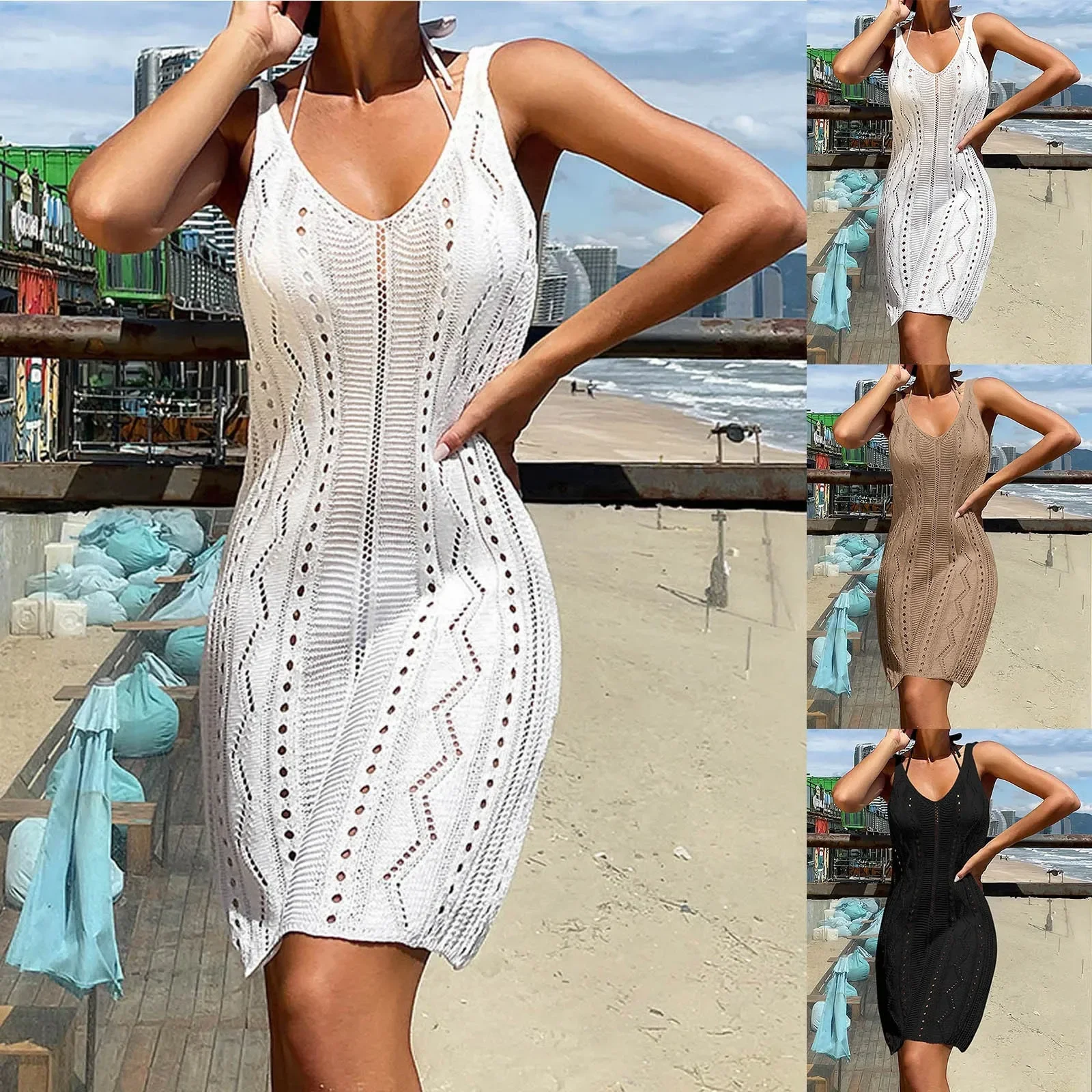 Sexy Swim Cover Up para mujer Traje de baño para mujer Cover Up para playa Piscina Traje de baño Blusa de contraste Playa degradada 