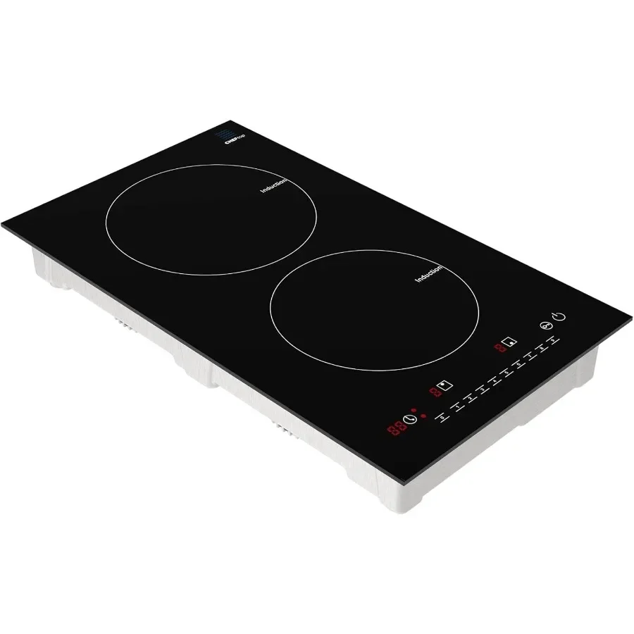 Portable Induction Cooktop with Digital Ceramic Top and Safety Lock for Home Kitchen 120V 1800W Dual Cooking Zones with Touch S