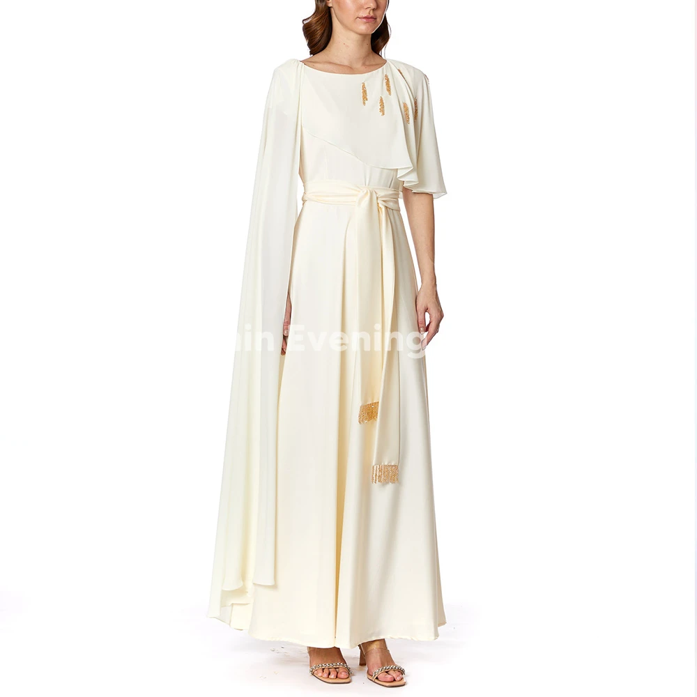 

Simin Customized Women's O-neck A Line Beaded Saudi Evening Dresses With Half Sleeves Ankle-Length Elegant Party Dresses 2025