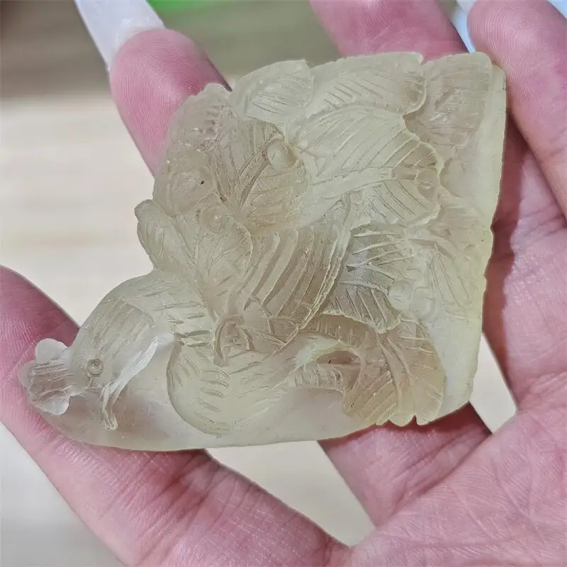Natural Citrine Peacock Carving Polished Quartz Healing Stones Gemstones For Home DIY Decoration Gift 1pcs