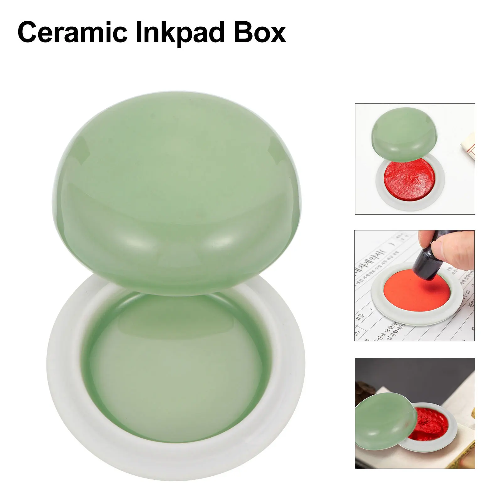 1 pçs yao inkpad caixa cerâmica recipiente de pasta de tinta vermelha para armazenamento de caligrafia superfície lisa leve design vintage desktop