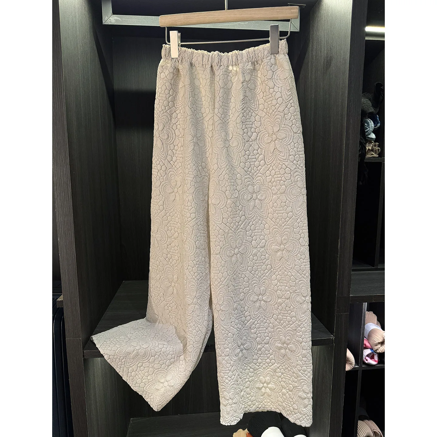 Miyake Fold Spring and Autumn New Large Women's Fold Wide Leg Pants Solid Color High Waist Versatile Solid Color Casual Pants