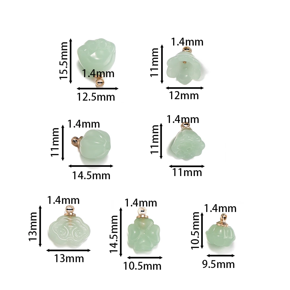 5pcs/lot Lampwork Irregular Charms Pendant White Green Alloy DIY Jewelry Making Accessories Findings for Bracelet Earrings