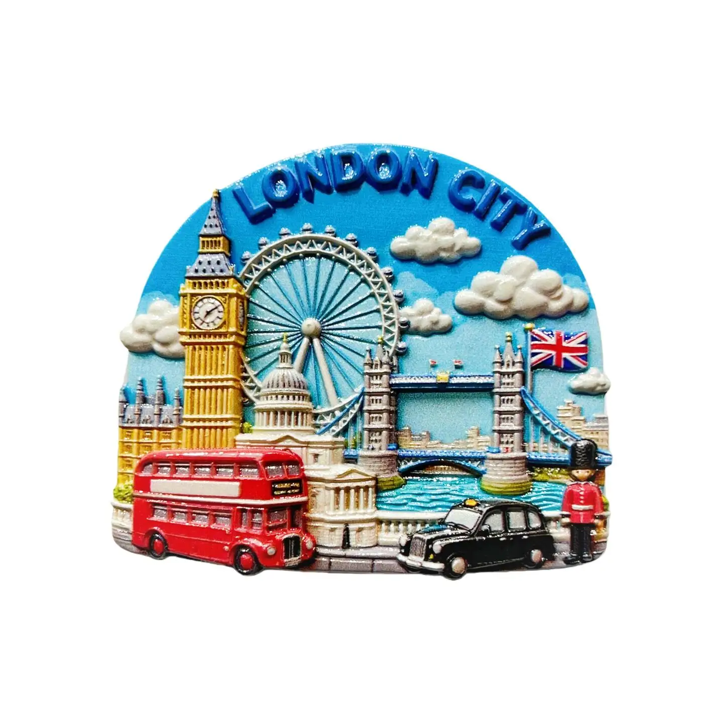 London, UK, Creaive Ferris Wheel, Big Ben, Tower Bridge, Double-Decker Bus, Touris Souvenir, Magne, Refrigeraor Sicker,