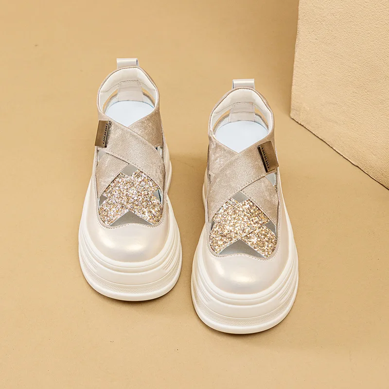 

Женские повседневные сандалии Bling Bling с низким берцем, новый стиль, женская обувь на толстой подошве, новый стиль, рост см, толстая подошва