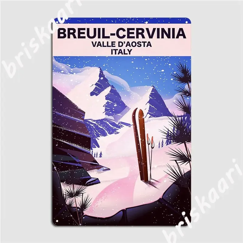 Breuil-Cervinia Valle D’Aosta Italy Ski Poster Metal Signs Wall Mural Party personalized Mural Painting Tin sign Posters