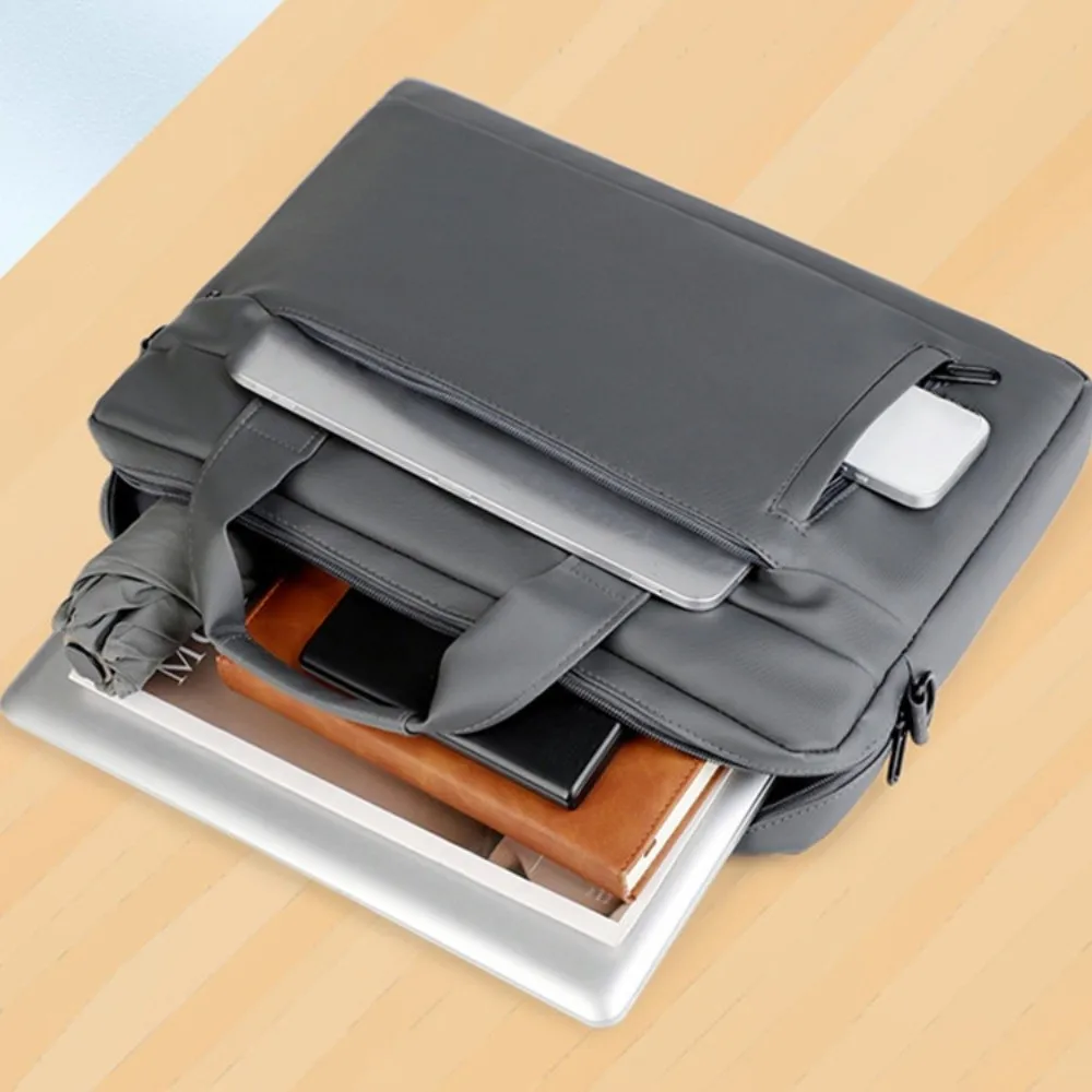 حقيبة كمبيوتر محمول للأعمال للرجال بحزام كتف مع مقبض حقائب كمبيوتر محمول محمولة بلون سادة حقيبة كتف للكمبيوتر المحمول مقاومة للماء #2