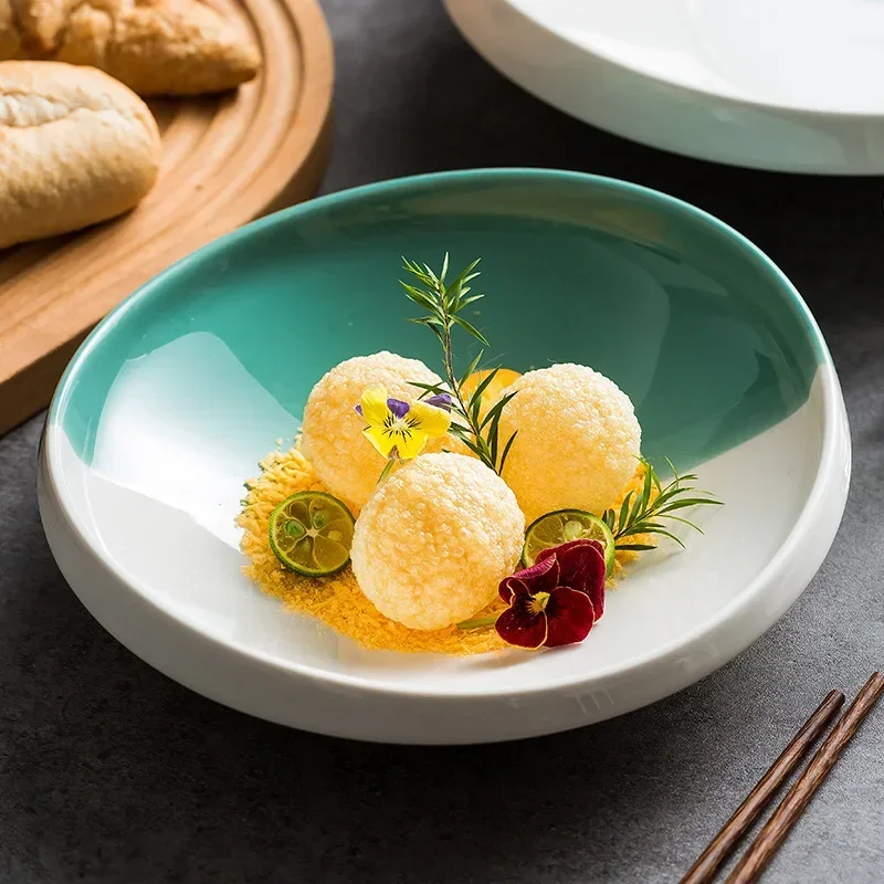 High-End Restaurant Steamed Edge Plate, Affordable Luxury Dessert Plate, Hotel Creative Dinner Plate, New